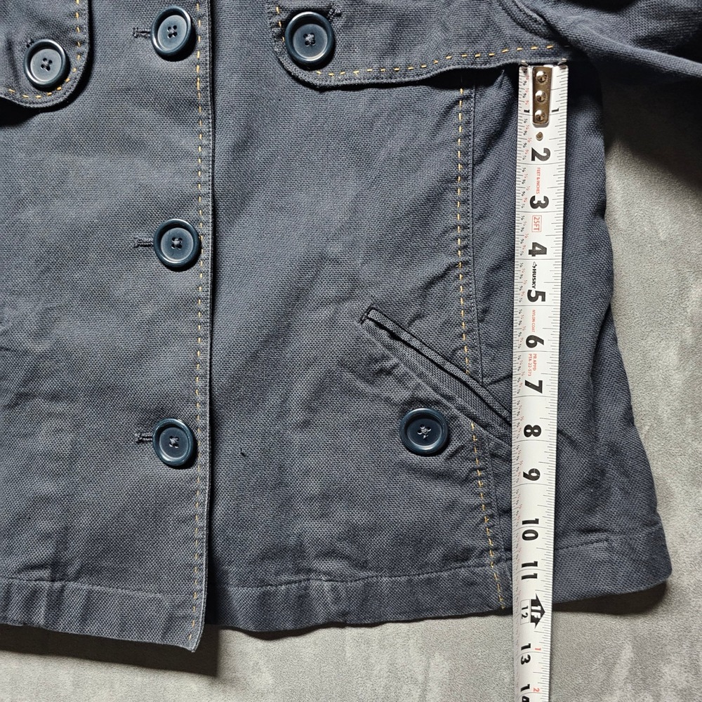 Massimo Dutti Womens L Navy Blue Cropped Trench Jacket Cotton Made in Portugal - Picture 6 of 9